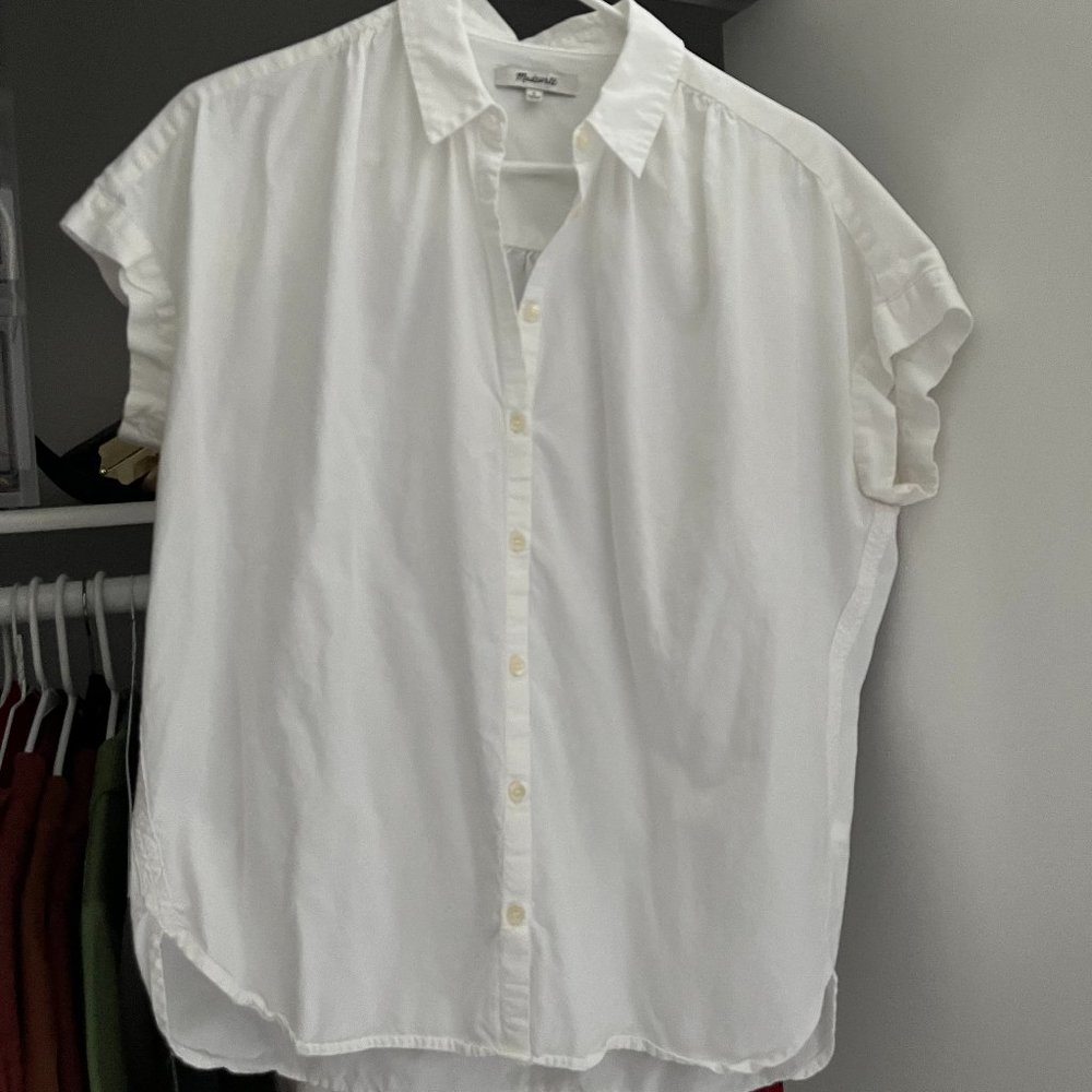 Madewell White Short-Sleeve Button-Down Shirt